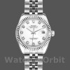 Replica Rolex Datejust-179174 da donna, 26 mm, quadrante bianco con diamanti, lunetta scanalata, Lady White