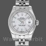 Replica Rolex Datejust-179174 da donna, 26 mm, quadrante bianco, lunetta scanalata, Lady White