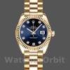 Replica Rolex Datejust-179178 da donna, 26 mm, oro giallo, quadrante blu con diamanti, Lady Blue