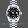Replica Rolex Datejust-179179 da donna, 26 mm, quadrante nero con numeri romani, lunetta scanalata, Lady Black
