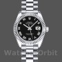 Replica Rolex Datejust-179179 da donna, 26 mm, quadrante nero con numeri romani, lunetta scanalata, Lady Black
