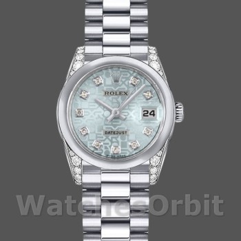 Replica Rolex Datejust-179269 da donna, 26 mm, quadrante giubileo blu ghiaccio, anse di diamanti, Lady Ice Blue
