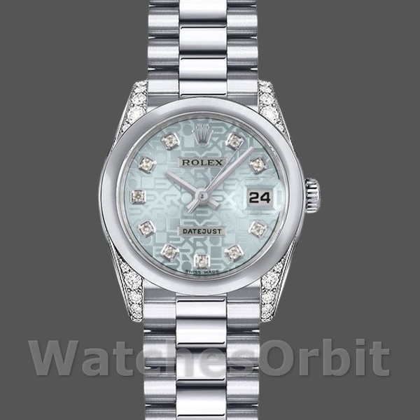 Replica Rolex Datejust-179269 da donna, 26 mm, quadrante giubileo blu ghiaccio, anse di diamanti, Lady Ice Blue