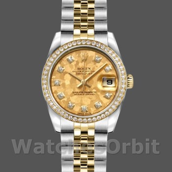 Replica Rolex Datejust-179383 da donna, 26 mm, quadrante champagne con polvere d'oro e cristallo, Lady Champagne