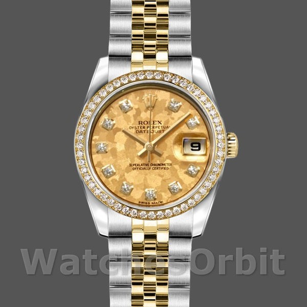 Replica Rolex Datejust-179383 da donna, 26 mm, quadrante champagne con polvere d'oro e cristallo, Lady Champagne