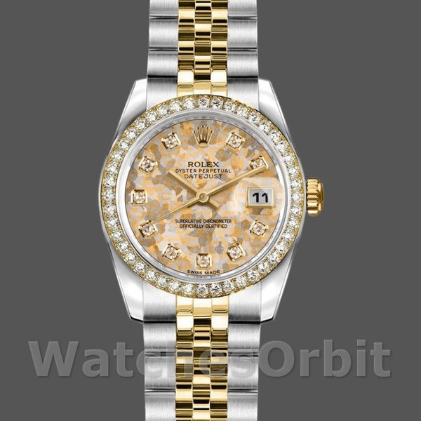 Replica Rolex Datejust-179383 da donna, 26 mm, quadrante Jubilee Crystal Grey e Champagne, Lady Champagne
