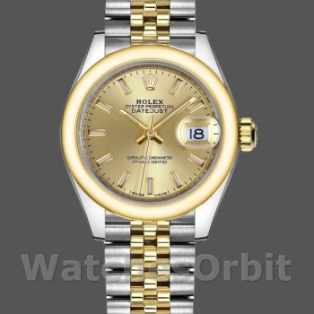 Replica Rolex Datejust-279163 da donna, 28 mm, Champagne, quadrante indicizzato, lunetta bombata, Lady Champagne