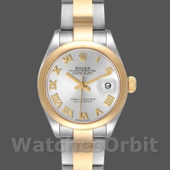 Replica Rolex Datejust-279163 da donna, 28 mm, quadrante romano argento, lunetta bombata, Lady Silver