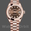 Replica Rolex Datejust-279165 donna, 28 mm, quadrante marrone cioccolato, lunetta con diamanti, Lady Chocolate Brown