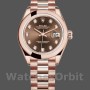 Replica Rolex Datejust-279165 donna, 28 mm, quadrante marrone cioccolato, lunetta con diamanti, Lady Chocolate Brown