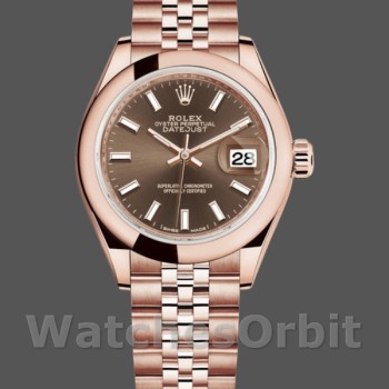 Replica Rolex Datejust-279165 da donna, 28 mm, quadrante marrone cioccolato, lunetta bombata, Lady Chocolate Brown