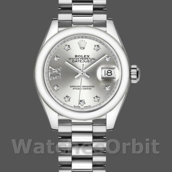 Replica Rolex Datejust-279166 da donna, 28 mm, quadrante argento, lunetta con diamanti, Lady Silver