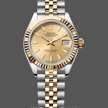 Replica Rolex Datejust-279173 da donna, 28 mm, quadrante champagne, lunetta scanalata, Lady Champagne