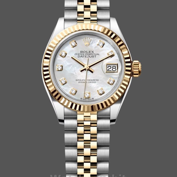 Replica Rolex Datejust-279173 da donna, 28 mm, quadrante madreperlato con diamanti, lunetta scanalata, Lady MOP