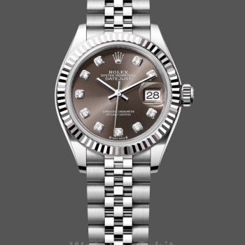 Replica Rolex Datejust-279174 da donna, 28 mm, acciaio inossidabile, quadrante grigio scuro con diamanti, Lady Dark Grey