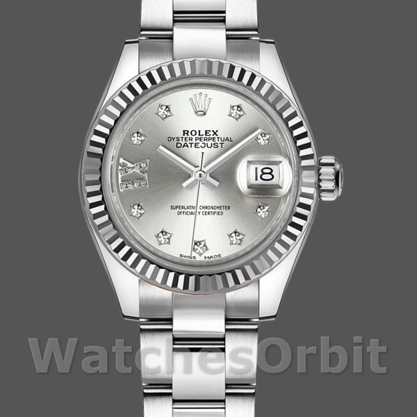 Replica Rolex Datejust-279174 da donna, 28 mm, acciaio inossidabile, quadrante argento con diamanti, Lady Silver
