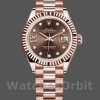 Replica Rolex Datejust-279175 da donna, 28 mm, quadrante cioccolato con diamanti, lunetta scanalata, Lady Chocolate