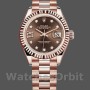 Replica Rolex Datejust-279175 da donna, 28 mm, quadrante cioccolato con diamanti, lunetta scanalata, Lady Chocolate