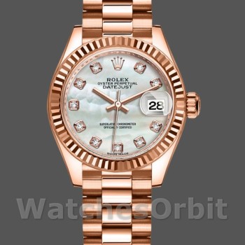 Replica Rolex Datejust-279175 da donna, 28 mm, quadrante madreperla con diamanti, lunetta scanalata, Lady MOP