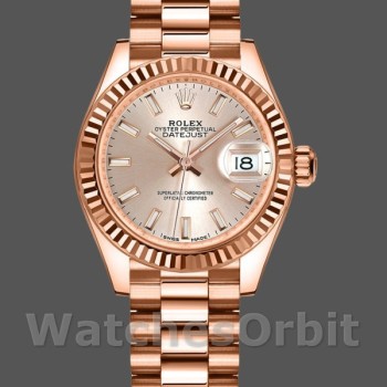 Replica Rolex Datejust-279175 da donna, 28 mm, Sundust, quadrante indicizzato, lunetta scanalata, Lady Sundust