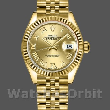 Replica Rolex Datejust-279178 da donna, 28 mm, oro giallo, quadrante romano champagne, Lady Champagne