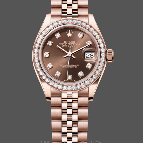 Replica Rolex Datejust 28 mm Chocolate Diamond Dial m279135rbr 0018 Donna Quadrante cioccolato