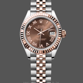 Replica Rolex Datejust 28 mm in oro rosa e acciaio quadrante cioccolato m279171 0009 Donna Quadrante cioccolato