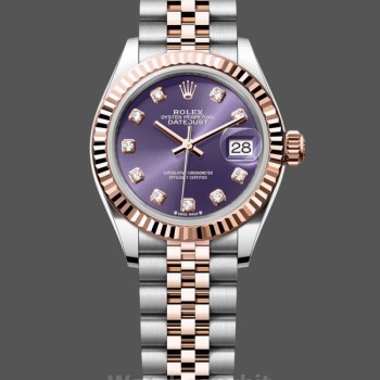 Replica Rolex Datejust 28-m279171 0015 da donna, Oystersteel e oro rosa, quadrante viola da donna