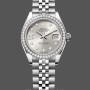 Replica Rolex Datejust 28-m279384RBR, quadrante argento, lunetta con diamanti, quadrante argento, Donna