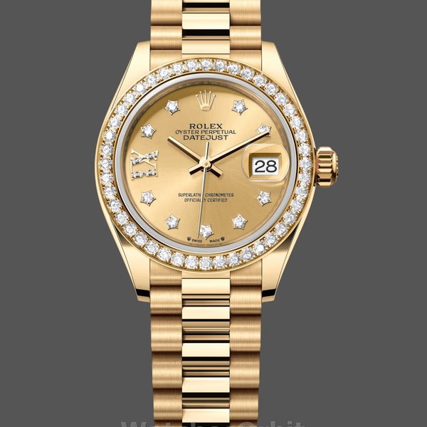 Replica Rolex Datejust 28mm Oro giallo 18 carati Donna - 279138RBR 0006 Quadrante champagne