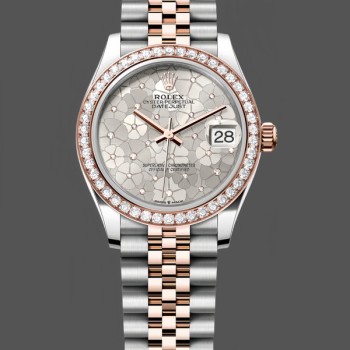Replica Rolex Datejust 28-m279171 0017 da donna, indice cioccolato, acciaio e oro rosa, cioccolato
