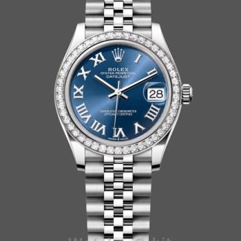 Replica Rolex Datejust donna 31 mm quadrante blu romano acciaio inossidabile e oro bianco - M278384RBR 0037 quadrante blu