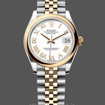 Replica Rolex Datejust 31 mm in oro giallo quadrante bianco romano Donna - M278243 0002 quadrante bianco