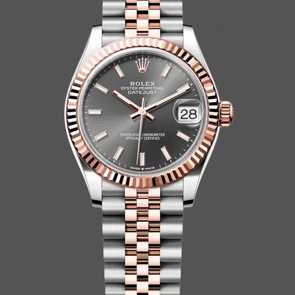Replica Rolex Datejust donna 31-278271 0018, bicolore, quadrante ardesia scanalato, giubileo, ardesia