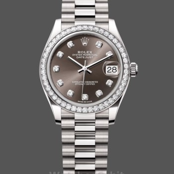 Replica Rolex Datejust 31mm Oro bianco Quadrante grigio scuro Donna - M278289RBR 0006 Quadrante grigio scuro