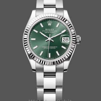Replica Rolex Datejust 31-M278274 donna, oro bianco, quadrante verde menta, quadrante verde donna