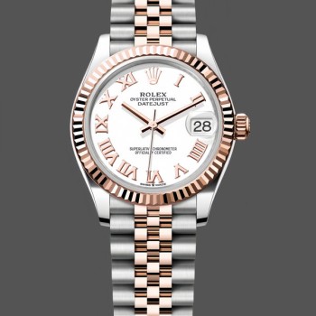Replica Rolex Datejust donna 31-278271 0002, quadrante bianco con numeri romani, bianco donna