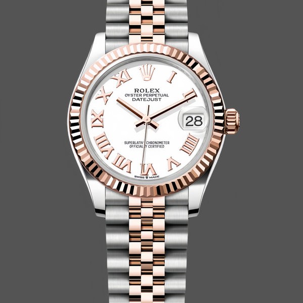 Replica Rolex Datejust donna 31-278271 0002, quadrante bianco con numeri romani, bianco donna