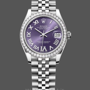 Replica Rolex Datejust 31-278384RBR da donna, acciaio inossidabile, quadrante Aubergine VI, quadrante viola Jubilee da donna