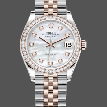 Replica Rolex Datejust 31-278381RBR da donna, 31 mm, acciaio inossidabile e oro rosa, diamante MOP, Jubilee Mop