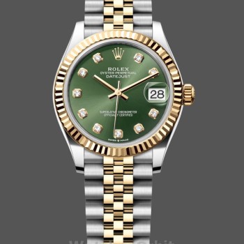 Replica Rolex Datejust donna 31-278273 0003, acciaio inossidabile e oro giallo, giubileo verde, verde