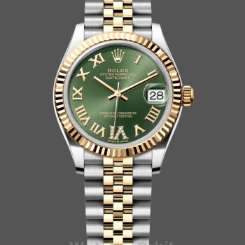 Replica Rolex Datejust donna 31-278273 0016, acciaio inossidabile e oro giallo, verde VI Roman Jubilee, verde