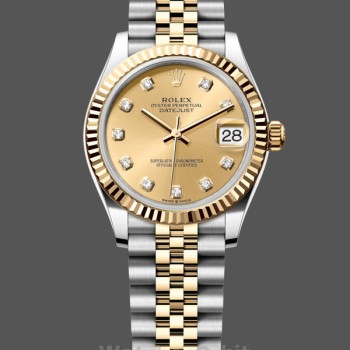 Replica Rolex Datejust donna 31-278273 0026, acciaio inossidabile e oro giallo, Champagne Diamond Jubilee, Champagne