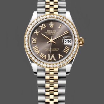 Replica Rolex Datejust donna 31-278383RBR 0018, acciaio inossidabile e oro giallo, quadrante grigio VI romano, giubileo, grigio