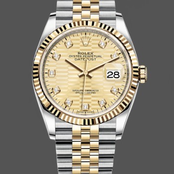 Replica Rolex Datejust 36 126233 0045 Champagne Quadrante scanalato con diamanti Quadrante champagne