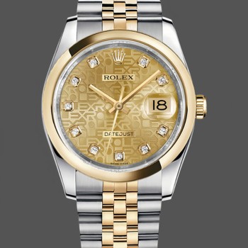 Replica Rolex Datejust 36-116203 0173 da donna, diamante champagne, quadrante champagne da donna