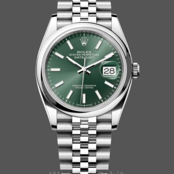 Replica Rolex Datejust 36-M126200-0023, Acciaio inossidabile, Quadrante verde menta, Giubileo, Quadrante verde, Donna