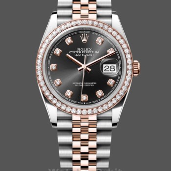 Replica Rolex Datejust Donna 36mm Oro Everose Quadrante Nero Lunetta Diamante m126281rbr 0007 Quadrante Nero