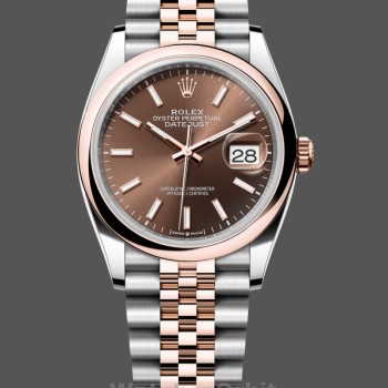 Replica Rolex Datejust 36mm Oro Everose Quadrante Cioccolato Donna - M126201 0043 Quadrante cioccolato