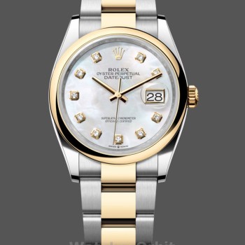 Replica Rolex Datejust 36 da donna in acciaio e oro giallo MOP Quadrante di diamanti M126203 Quadrante MOP
